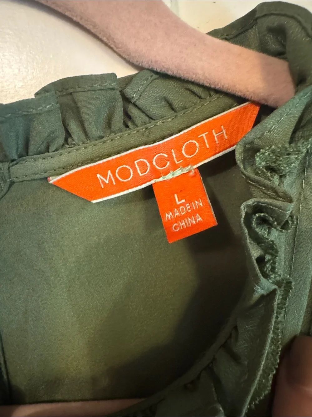 ModCloth Olive Green Ruffled Pintuck Blouse - Picture 2 of 6